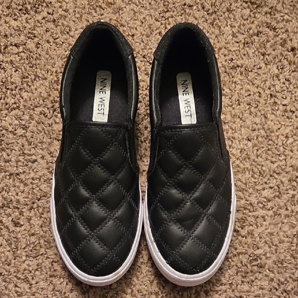 Nine West Black Quilted Slip-On Shoes